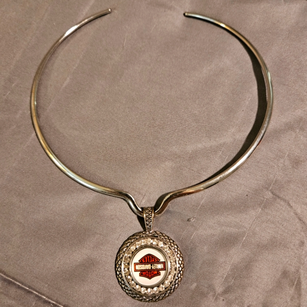 Harley Davidson necklace. Pop out pendant can be replaced with other designs.
